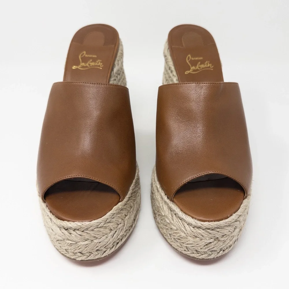 Christian Louboutin Ariella Zeppa Wedge Espadrille Platform Red Soles. Size 42 E - Picture 3 of 6
